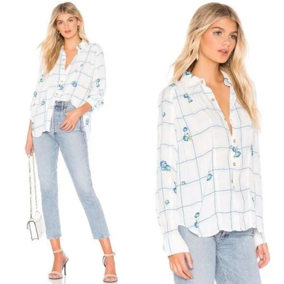 NWT Free People Revolve Window To My Heart Blouse Size Large Oversized Top Boho - Picture 2 of 5